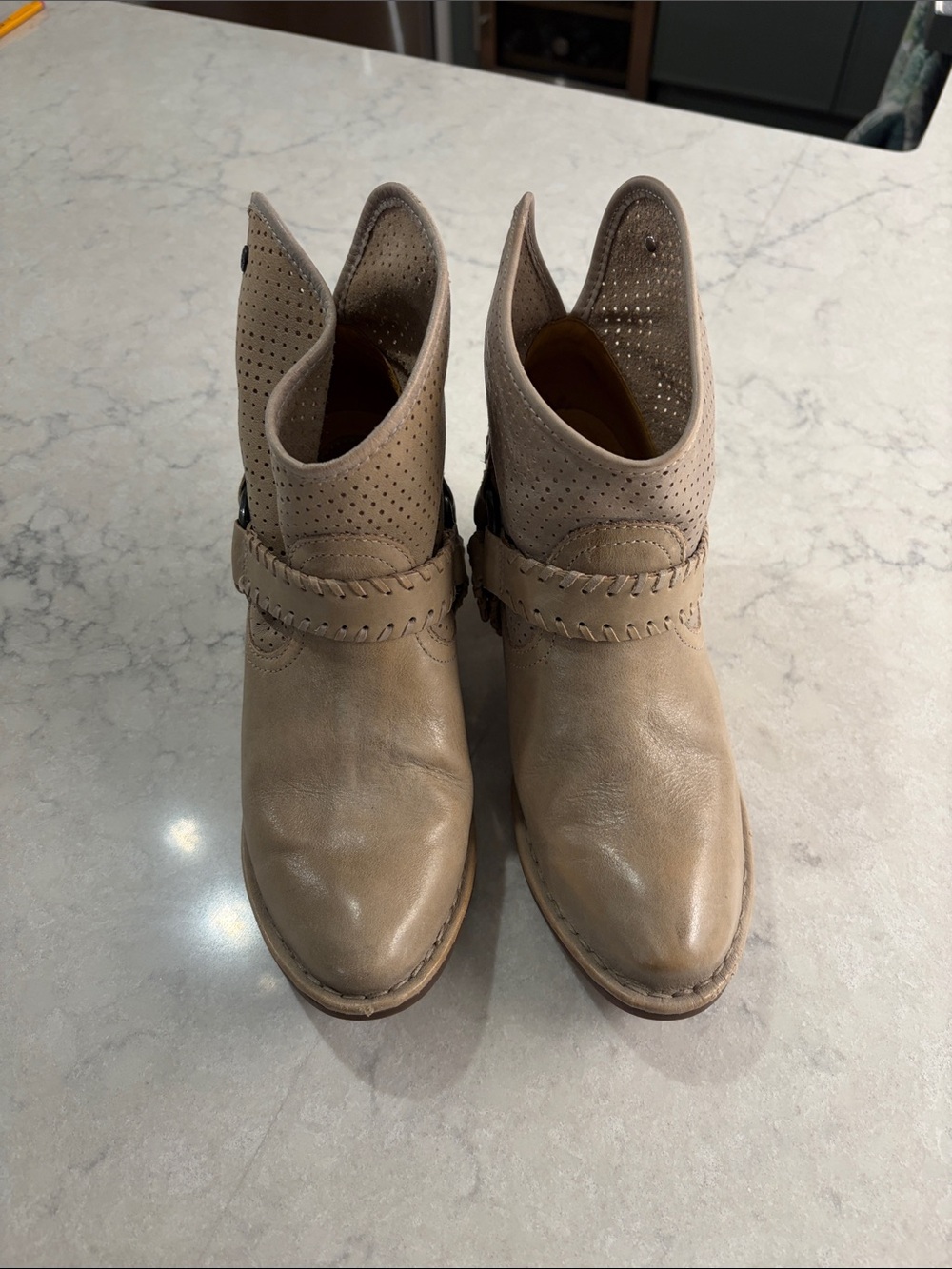 Bussola Women Woodville Ankle Boot 38 7 Beige Western Cowboy Prairie Boho Rodeo